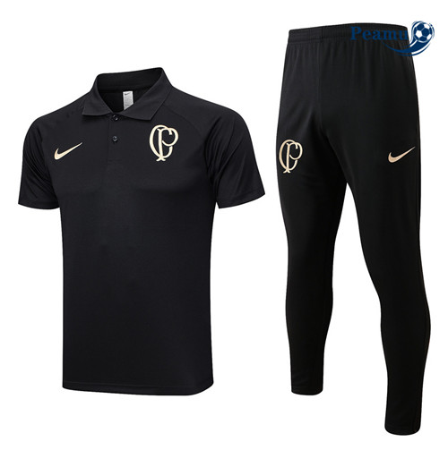 Peamu - Maillot foot Kit Entrainement Corinthians Polo + Pantalon Noir 2023/24 Original