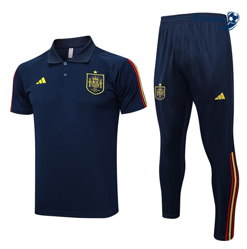 Peamu - Maillot foot Kit Entrainement Espagne Polo + Pantalon Bleu 2023/24 Paris