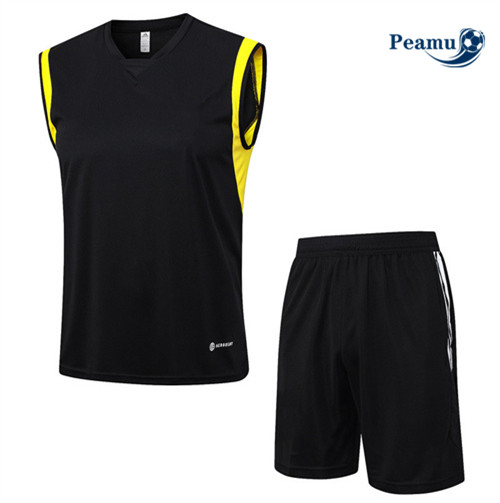 Peamu - Maillot foot Kit Entrainement Juventus Debardeur + Shorts Noir 2023/24 Soldes