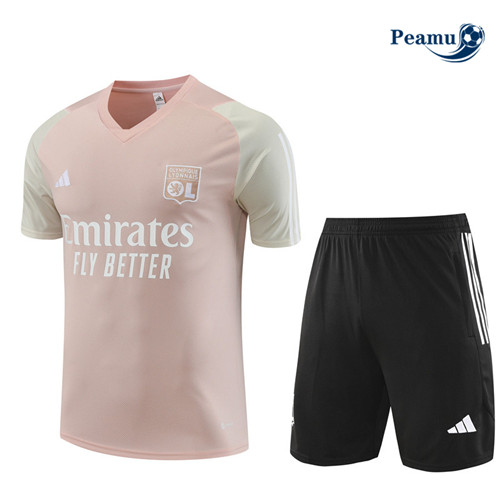 Peamu - Maillot foot Kit Entrainement Lyon Enfant + Shorts Rose 2023/24 Officiel