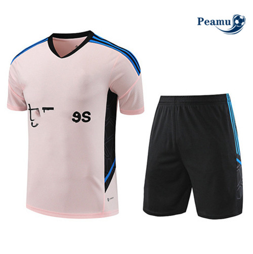 Peamu - Maillot foot Kit Entrainement Manchester United + Shorts Rose 2023/24 grossiste