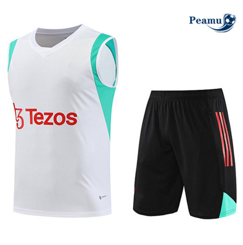Peamu - Maillot foot Kit Entrainement Manchester United Debardeur + Shorts Blanc 2023/24 prix