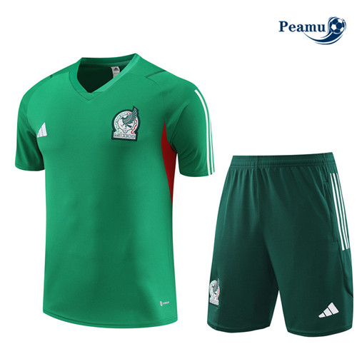 Peamu - Maillot foot Kit Entrainement Mexique Enfant + Shorts Vert 2023/24 Paris