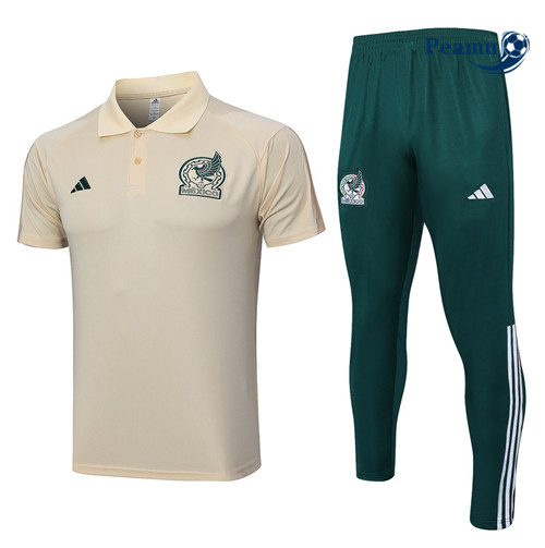 Peamu - Maillot foot Kit Entrainement Mexique Polo + Pantalon Jaune 2023/24 personnalisé