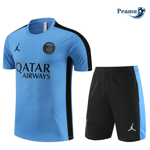 Peamu - Maillot foot Kit Entrainement PSG Enfant + Shorts Bleu 2023/24 Outlet