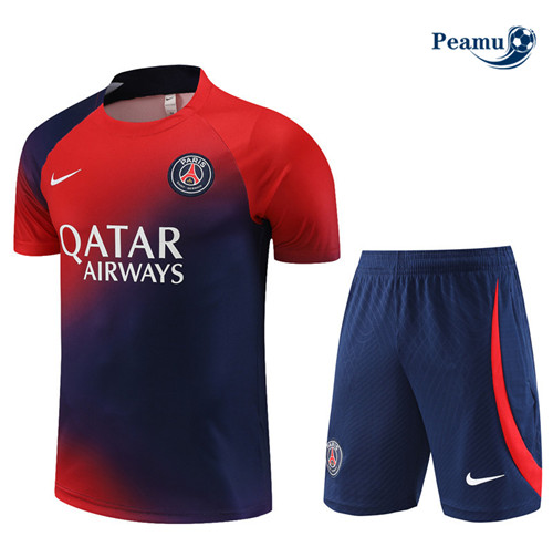 Peamu - Maillot foot Kit Entrainement PSG Enfant + Shorts Bleu 2023/24 Soldes