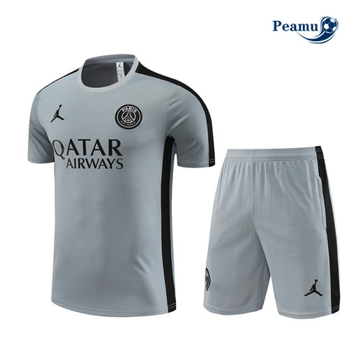 Peamu - Maillot foot Kit Entrainement PSG Enfant + Shorts Gris 2023/24 grossiste