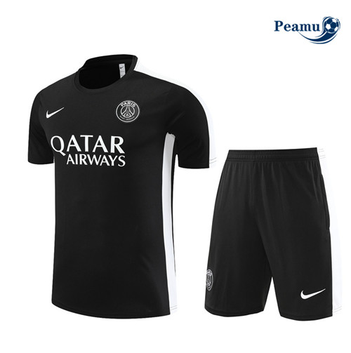 Peamu - Maillot foot Kit Entrainement PSG Enfant + Shorts Noir 2023/24 Officiel