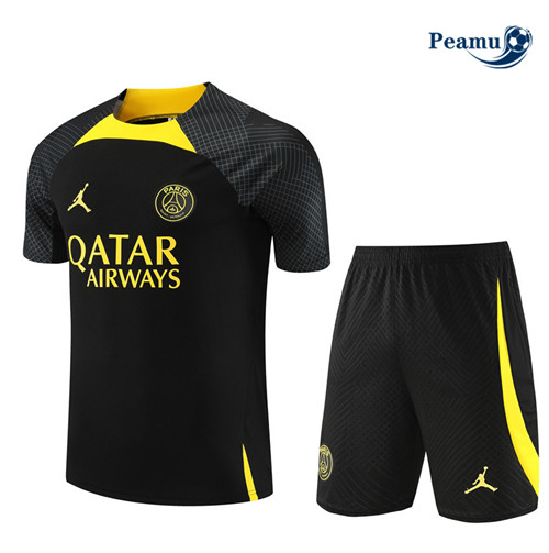 Peamu - Maillot foot Kit Entrainement PSG Enfant + Shorts Noir 2023/24 personnalisé