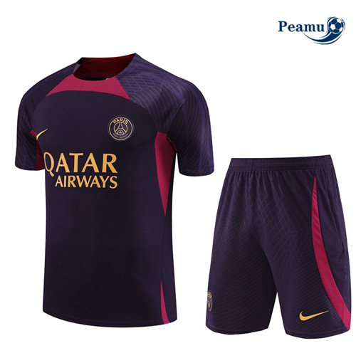 Peamu - Maillot foot Kit Entrainement PSG Enfant + Shorts Violet 2023/24 Outlet