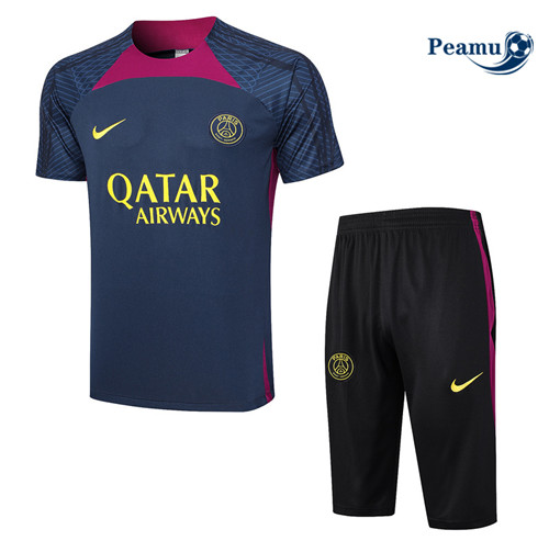 Peamu - Maillot foot Kit Entrainement PSG + Shorts 3/4 + Pantalon Bleu 2023/24 Original