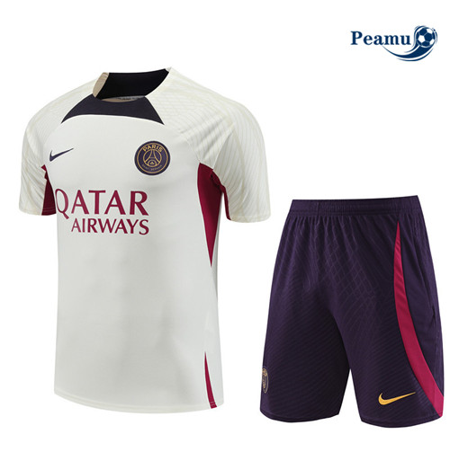 Peamu - Maillot foot Kit Entrainement PSG + Shorts Beige 2023/24 grossiste