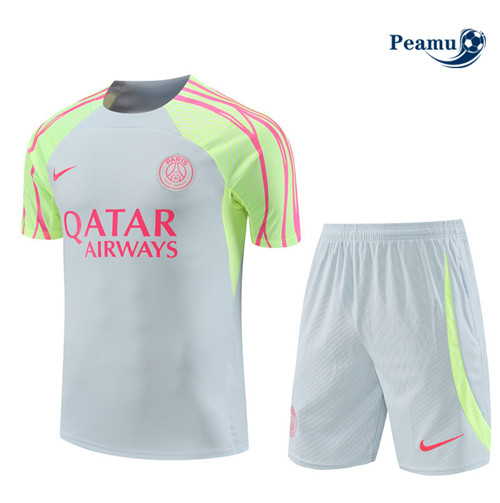 Peamu - Maillot foot Kit Entrainement PSG + Shorts Gris 2023/24 Soldes