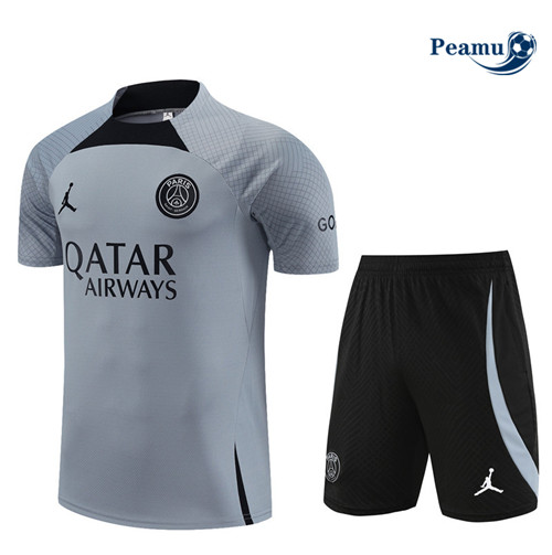 Peamu - Maillot foot Kit Entrainement PSG + Shorts Gris 2023/24 grossiste