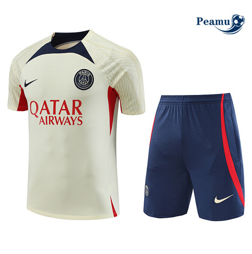 Peamu - Maillot foot Kit Entrainement PSG + Shorts Jaune 2023/24 Paris