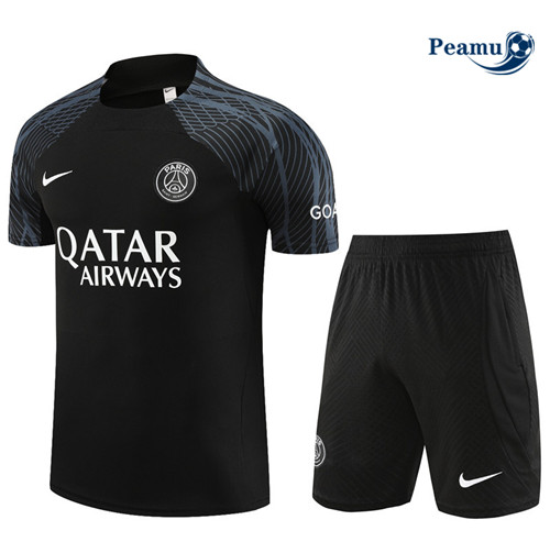 Peamu - Maillot foot Kit Entrainement PSG + Shorts Noir 2023/24 Soldes