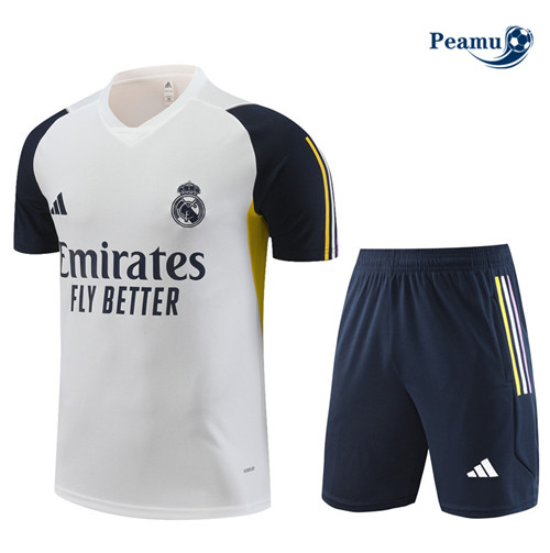 Peamu - Maillot foot Kit Entrainement Real Madrid Enfant + Shorts Blanc 2023/24 Original