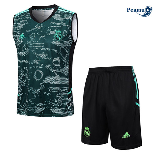 Peamu - Maillot foot Kit Entrainement Real Madrid Debardeur + Shorts Vert 2023/24 Soldes