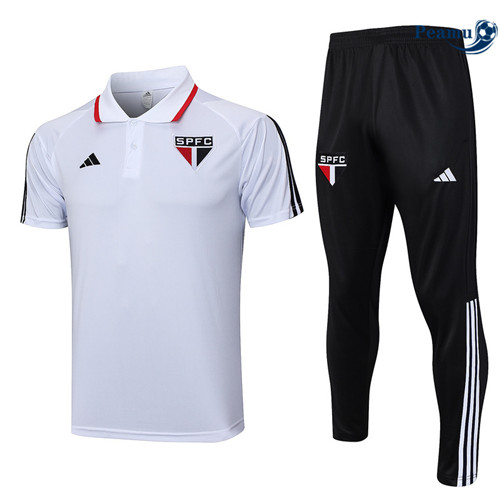 Peamu - Maillot foot Kit Entrainement Sao Paulo Polo + Pantalon Blanc 2023/24 Paris