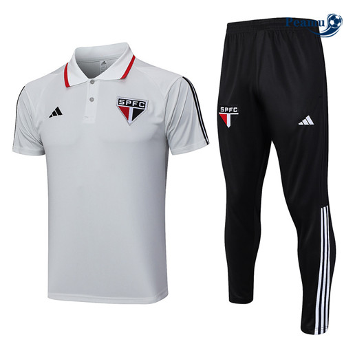 Peamu - Maillot foot Kit Entrainement Sao Paulo Polo + Pantalon Gris 2023/24 discout