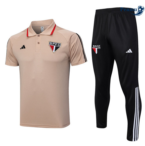 Peamu - Maillot foot Kit Entrainement Sao Paulo Polo + Pantalon Kaki 2023/24 Officiel