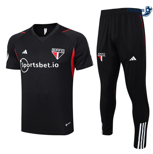 Peamu - Maillot foot Kit Entrainement Sao Paulo + Pantalon Noir 2023/24 Original