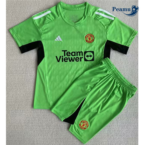 Peamu - Maillot foot Manchester United Enfant Gardien de but Vert 2023/24 Soldes