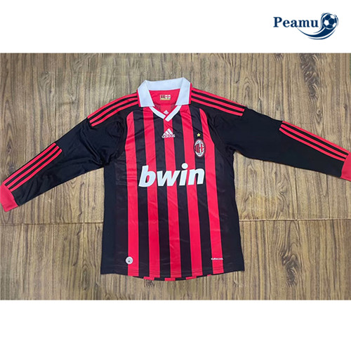 Peamu - Maillot foot Retro AC Milan Domicile Manche Longue 2009-10 discout
