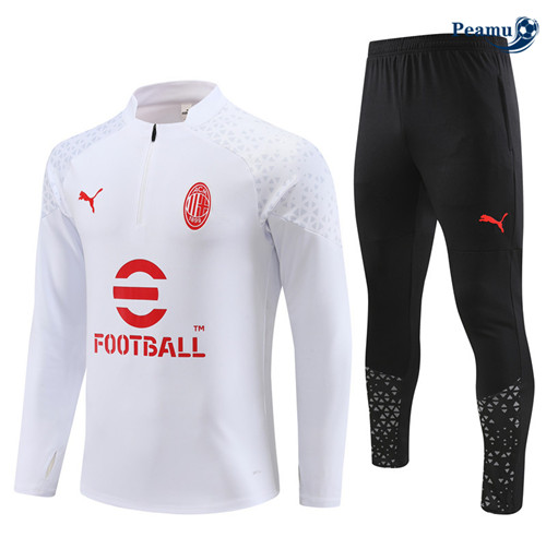 Peamu - Maillot foot Survetement AC Milan Enfant Blanc 2023/24 Soldes