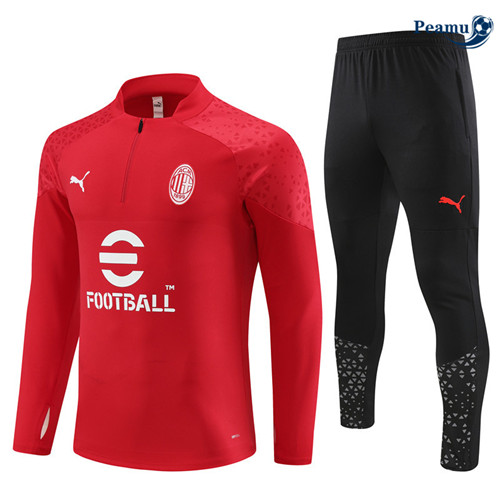 Peamu - Maillot foot Survetement AC Milan Enfant Rouge 2023/24 Officiel