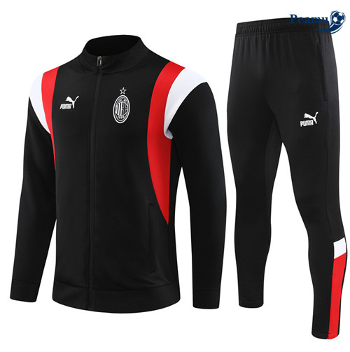 Peamu - Maillot foot Veste Survetement AC Milan Enfant Noir 2023/24 personnalisé