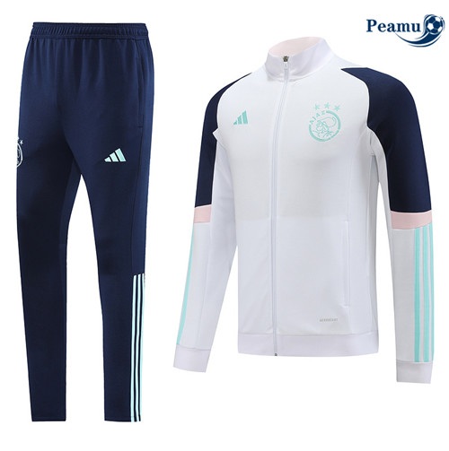 Peamu - Maillot foot Veste Survetement AFC Ajax Blanc 2023/24 discout