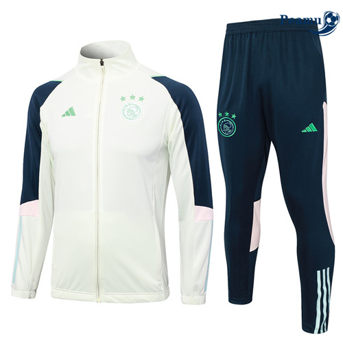 Peamu - Maillot foot Veste Survetement AFC Ajax Blanc 2023/24 Officiel