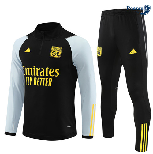 Peamu - Maillot foot Survetement Lyon Enfant Noir 2023/24 personnalisé