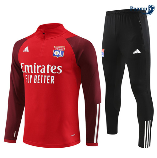 Peamu - Maillot foot Survetement Lyon Enfant Rouge 2023/24 Original