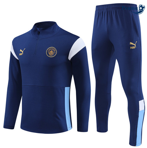 Peamu - Maillot foot Survetement Manchester City Enfant Bleu 2023/24 Soldes