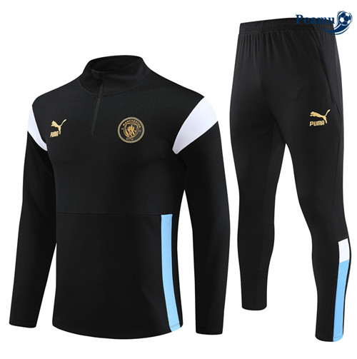 Peamu - Maillot foot Survetement Manchester City Enfant Noir 2023/24 personnalisé