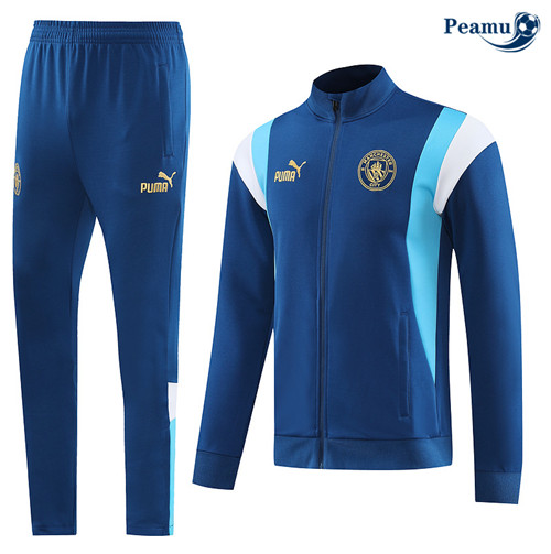 Peamu - Maillot foot Veste Survetement Manchester City Bleu 2023/24 Officiel