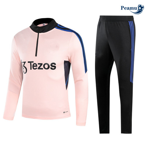 Peamu - Maillot foot Survetement Manchester United Enfant Rose 2023/24 Officiel