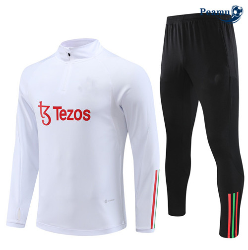 Peamu - Maillot foot Survetement Manchester United Blanc 2023/24 Soldes