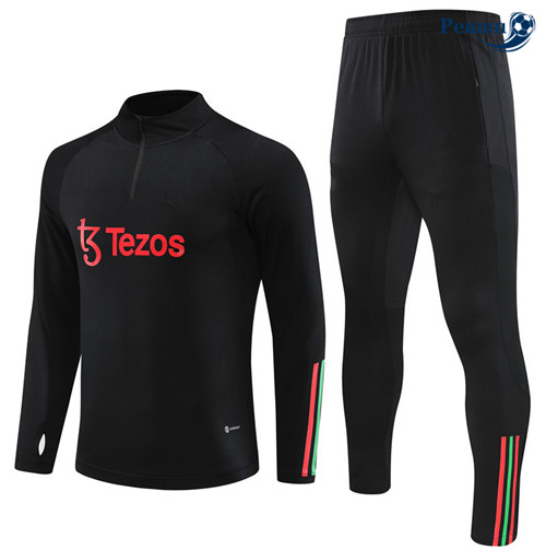 Peamu - Maillot foot Survetement Manchester United Noir 2023/24 Officiel