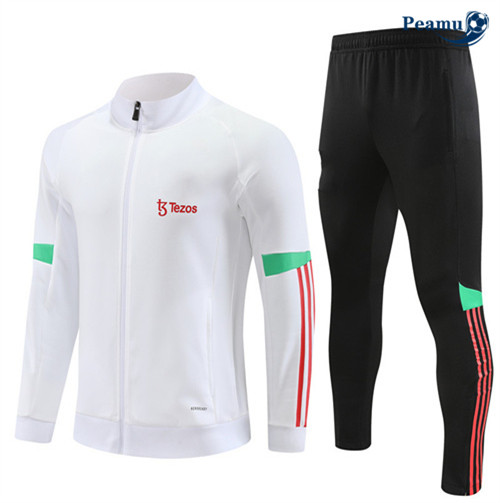 Peamu - Maillot foot Veste Survetement Manchester United Blanc 2023/24 Soldes