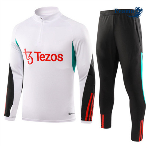 Peamu - Maillot foot Survetement Manchester United Blanc 2023/24 Soldes