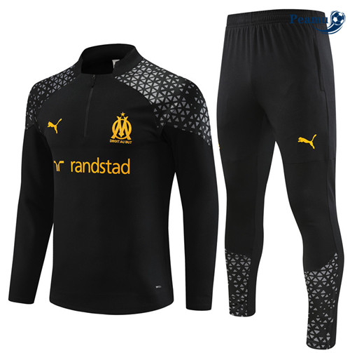 Peamu - Maillot foot Survetement Marseille Enfant Noir 2023/24 personnalisé