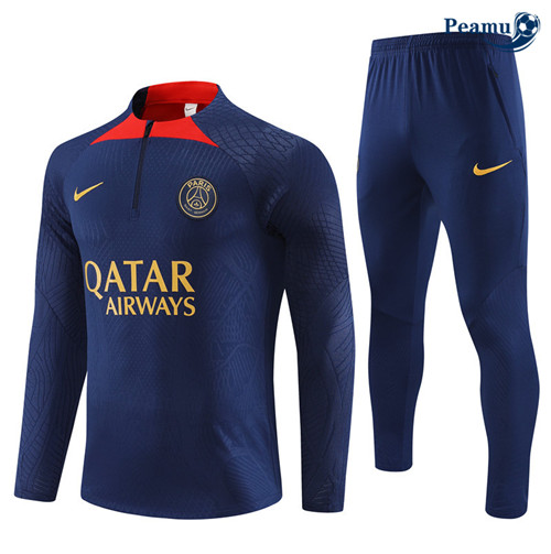 Peamu - Maillot foot Survetement Player PSG Enfant Bleu Marine 2023/24 Soldes