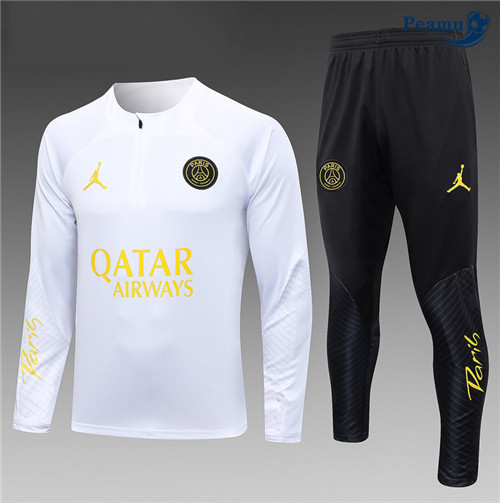 Peamu - Maillot foot Survetement PSG Enfant Blanc 2023/24 Paris
