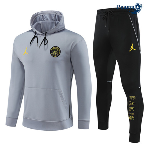 Peamu - Maillot foot Survetement PSG Enfant à Capuche Gris 2023/24 grossiste