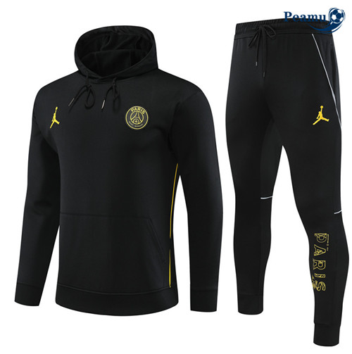 Peamu - Maillot foot Survetement PSG Enfant à Capuche Noir 2023/24 Officiel