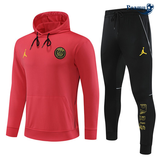 Peamu - Maillot foot Survetement PSG Enfant à Capuche Rouge 2023/24 Original