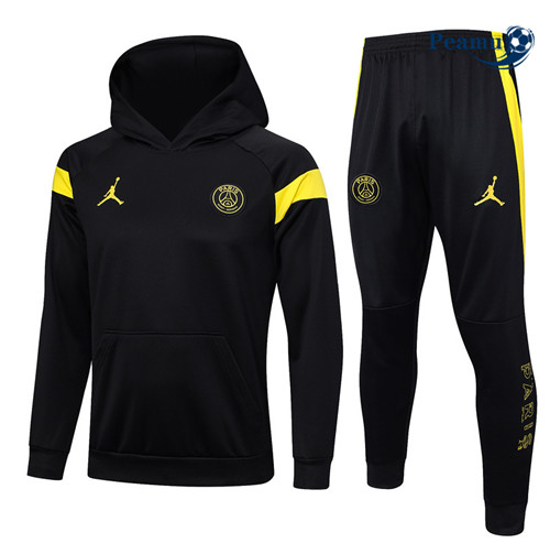 Peamu - Maillot foot Survetement PSG à capuche Noir 2023/24 personnalisé